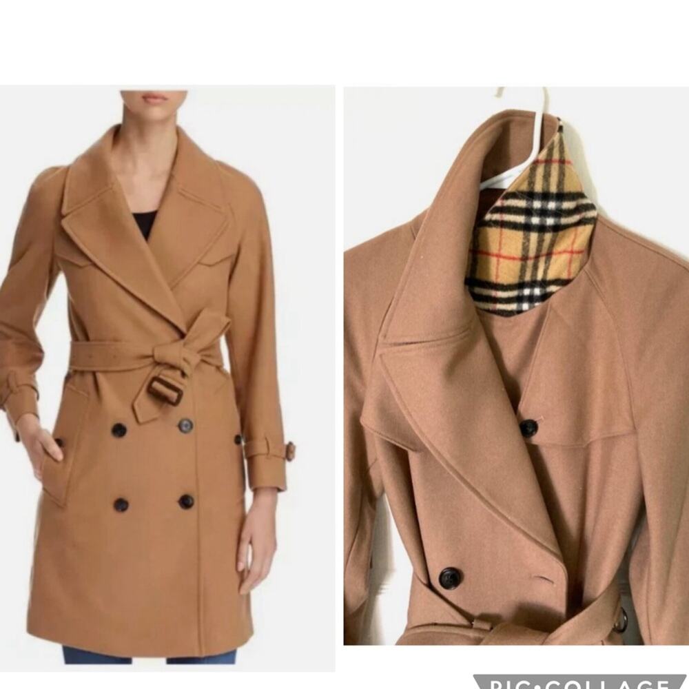 Authentic Burberry Cranston Plaid Collar wool trench coat IT 42 US 8